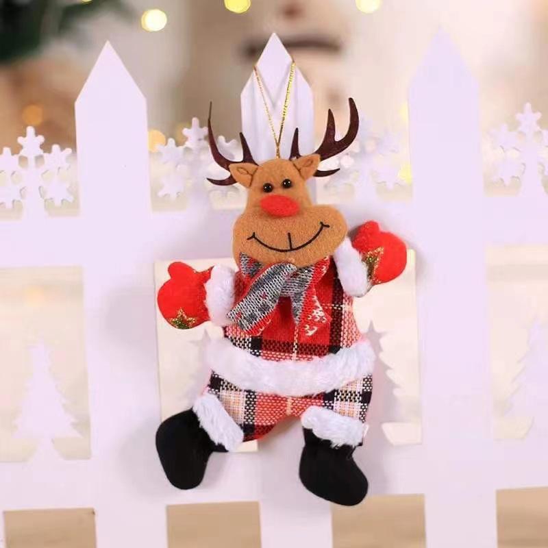 12/1Pcs Christmas Plush Doll Ornaments Santa Claus Snowman Xmas Tree Hanging Pendants Home Xmas New Year Party Decorations Gifts