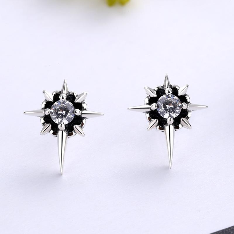 

Sterling Silver Polaris Stud Earrings Men S Trendy High-End Sense Personalized Retro Ruffian Handsome Earrings Women S Earrings 925 silver