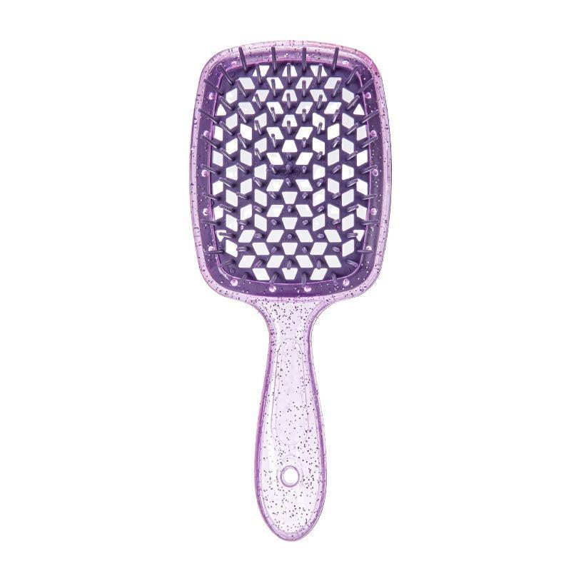 

Расческа для распутывания волос с блестками Массажные расчески Расческа для спутанных волос Выдолбленные влажные кудрявые щетки для волос Салон DIY Расчески Инструмент для парикмахеров фиолетовый