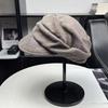 Loose Pleated Layered Cap Equestrian Hat Women's Autumn Retro Newsboy Hat Versatile Face Small Pile Hat