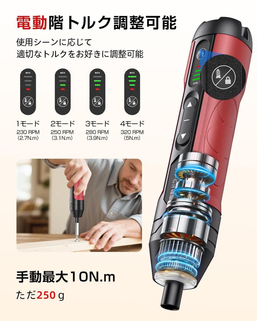 Electric Screwdriver New Enhanced Rechargeable Screwdriver with 4 LED Alloy 15 Power Ergonomic Easy Easy to Suitable for Home Everyday Appliance Power