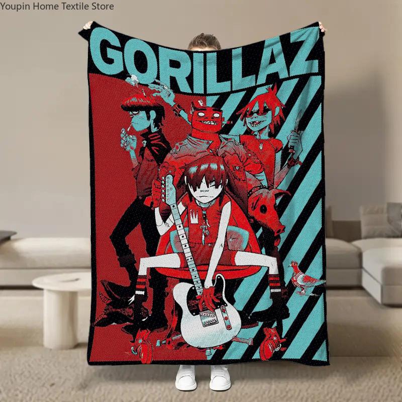 Wirtualny Zespół Rockowy Anime G-Gorillaz Miękkie Kocyki, Koc Grzewczy Komfortowy Koc na Piknik Łóżka Kanapę Domowy Sypialnia