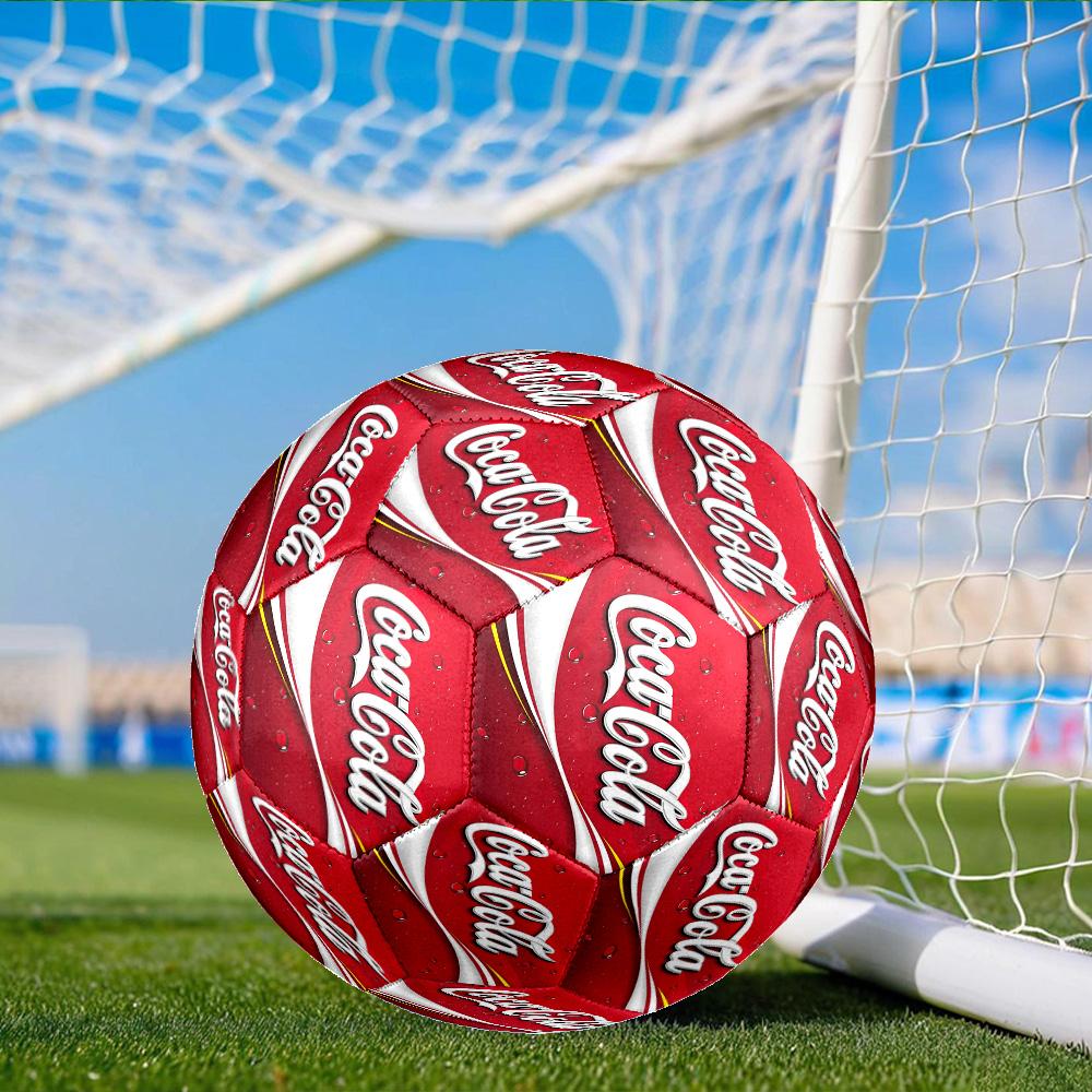 Coca-cola Artwork Design Size 5 Soccer Ball, Suitable for Training and Matches, High-Elasticity, Wear-Resistant Material Gift for Fan