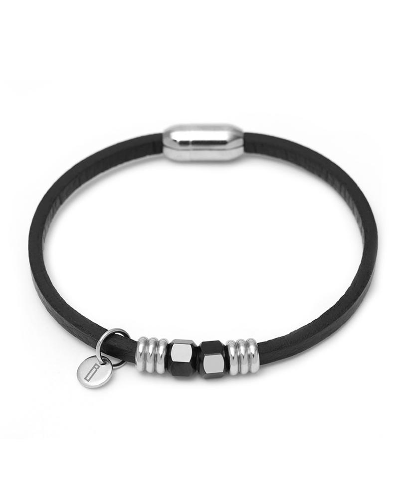 Blancier Black Hex Noir Bm258B1172 Cowhide Men'S Bracelet