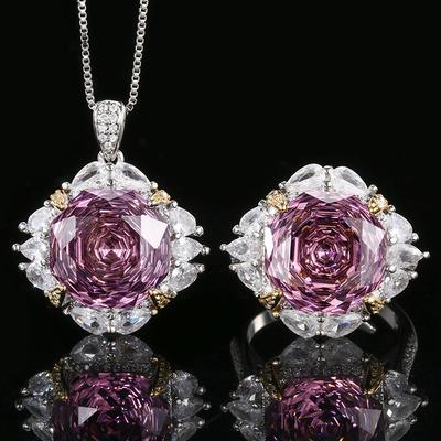 Product Jewelry Copper Bottom Gold Plated Rose Cut Light Luxury Set Female Main Stone 14Mm