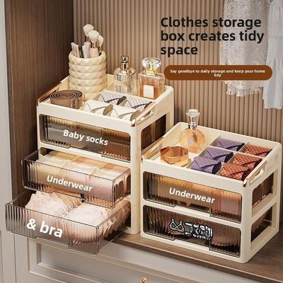 Home Use Multi-Compartment Large Capacity Three-in-One Organiser Drawer-Style Sock Storage Box