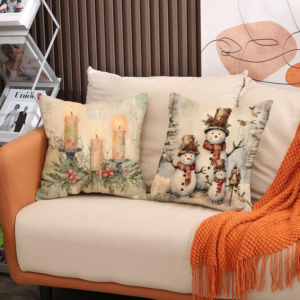 Christmas Snowman Print Pillow Case New Home Sofa Cushion Indoor Versatile Cushion Cushion