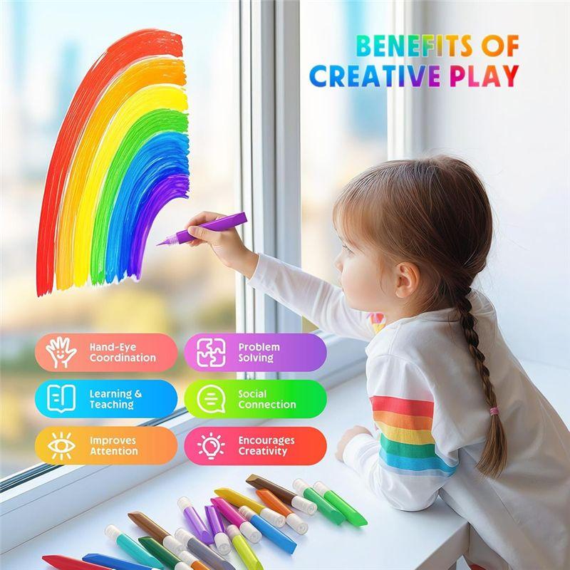 C-Convenient-48 Pcs Suncatcher Paint Pens For Kids Stained Glass Window Art Paint Pens Suncatcher Paint Crafts Sets For Kids