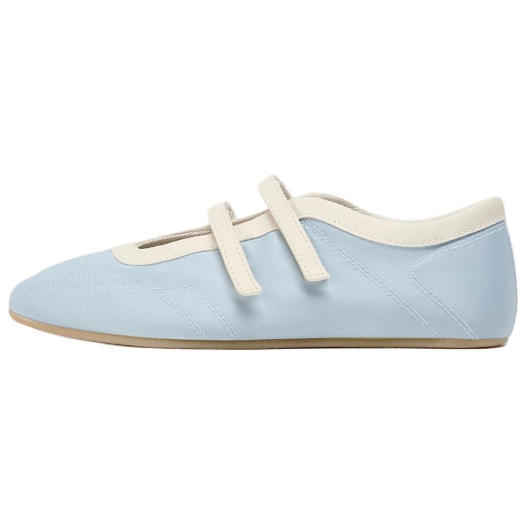 Zara Lightweight Elegant Comfortable Simple Satin Effect Stitched Detail Ballet Casual Flats Women flats Ocean-Blue 15206510-38