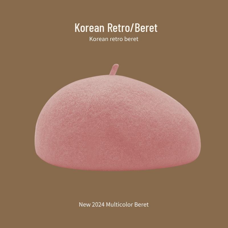 Korean Style Women's Wool Knit Beret – Warm Retro Octagonal Hat