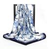 [BYSIFA] China Style Blue White Silk Scarf Cape  New Design Ladies Muslim Head Scarf Printed Fashion Accessories Satin Scarf