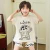 Boys Cotton Short Sleeve Pajama Set Lightweight Sleepwear Kids Teens Home Outfit