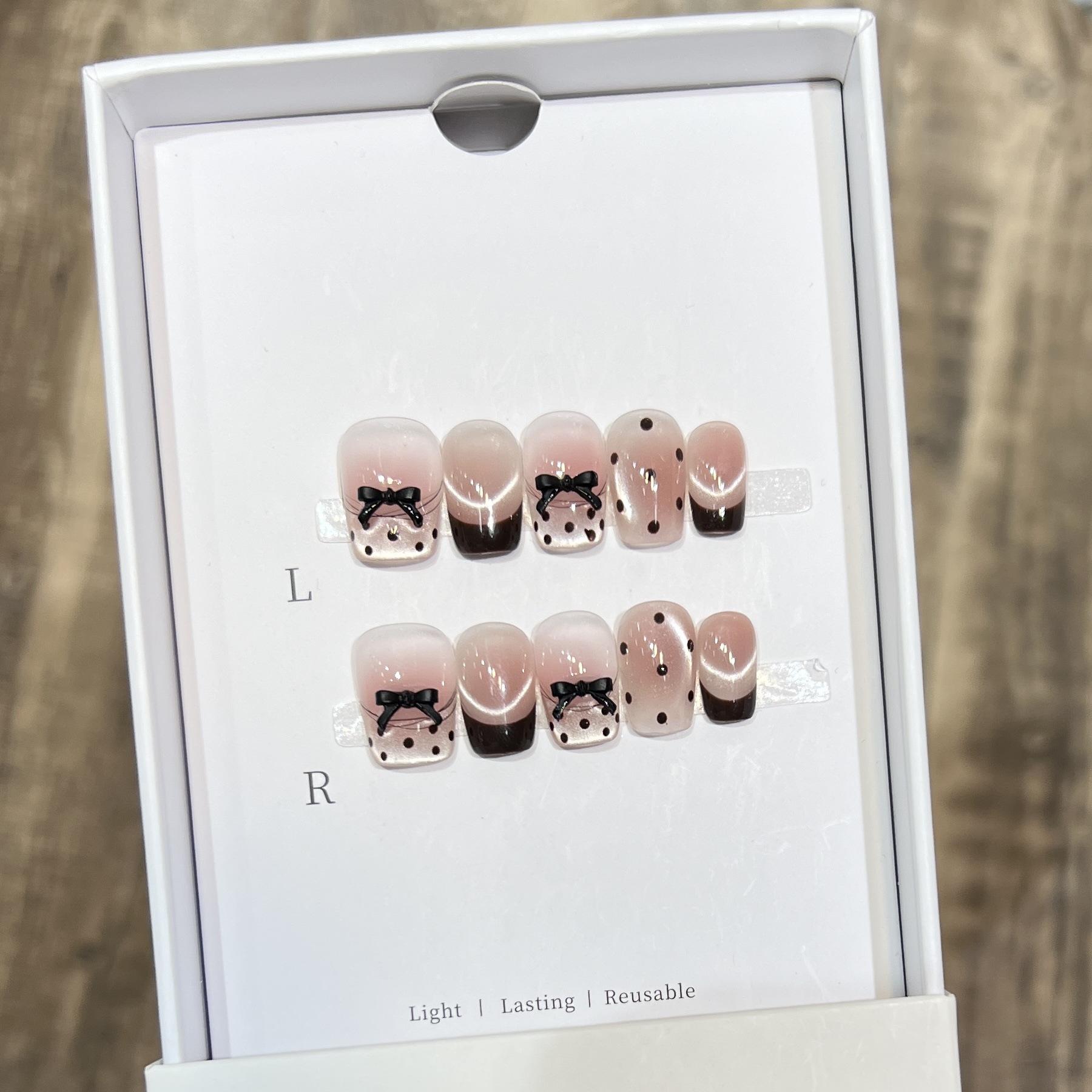 

Маленький ароматный короткий стеклянный кошачий глаз нейл-арт французский горошек бант носить доспехи чистый ручной работы ноготь Large L