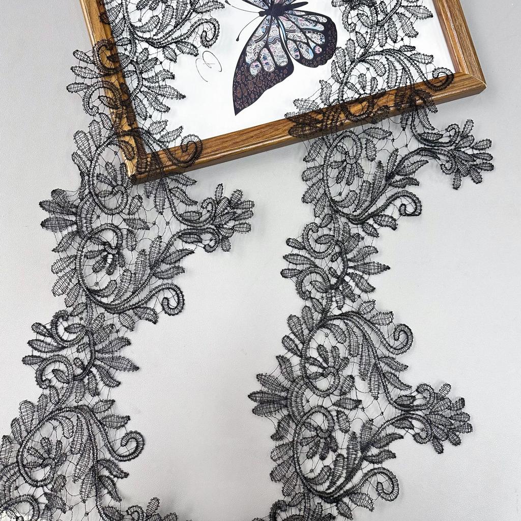 High-End Black Water-Soluble Embroidery Barcode Diy Clothing Dress Dress Decorative Accessories Lace