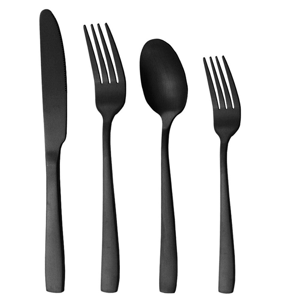 Matt 4stk Rose Gull Servise Rustfritt Stål Sett Knivgaffel Skje Dessertgaffel Bestikksett Servise Kjøkken Western Matsett