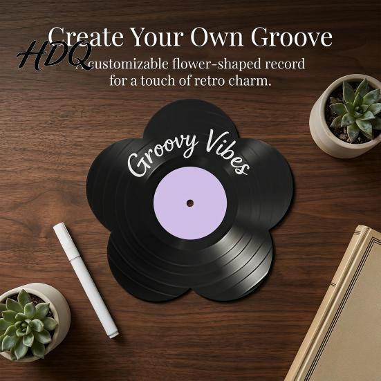 Flower Vinyl Record Diy Ornament DIY Custom Board with Creative Ornament Display Stand Design Personalized Birthday Anniversary Message Board Sign