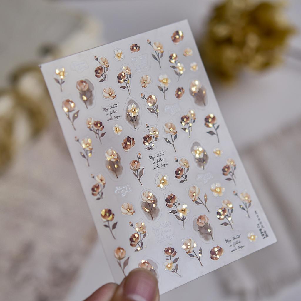 Valentine's Day Nail Art Decorations Stickers Luxury Bronzing Charming Rose Flower Golden Leaf Nail Stickers DIY Manicure Decals