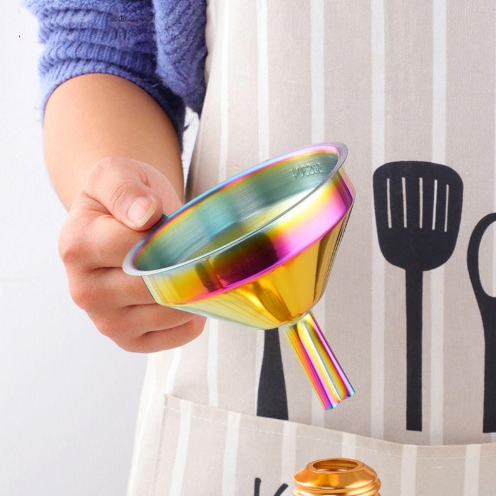 Wide Mouth Stainless Steel Funnels Detachable Strainer Funnel for Filling Small Bottles Oil