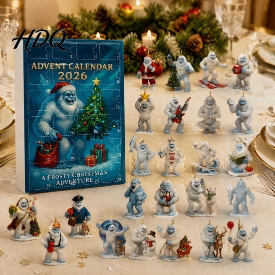 Seasonal Wall Hanging Christmas Advent Calendar 2026 24 Days Sea Turtle/Big Foot/Highland Cow/Dog Ornaments Cute Animal Decor Countdown Calendar,