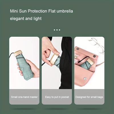 Mini Kapselparaply Liten Lomme Regnparaply Sammenleggbar UV Ultrafiolett Beskyttelse Ultralett Sol- og Regnbruk Paraply
