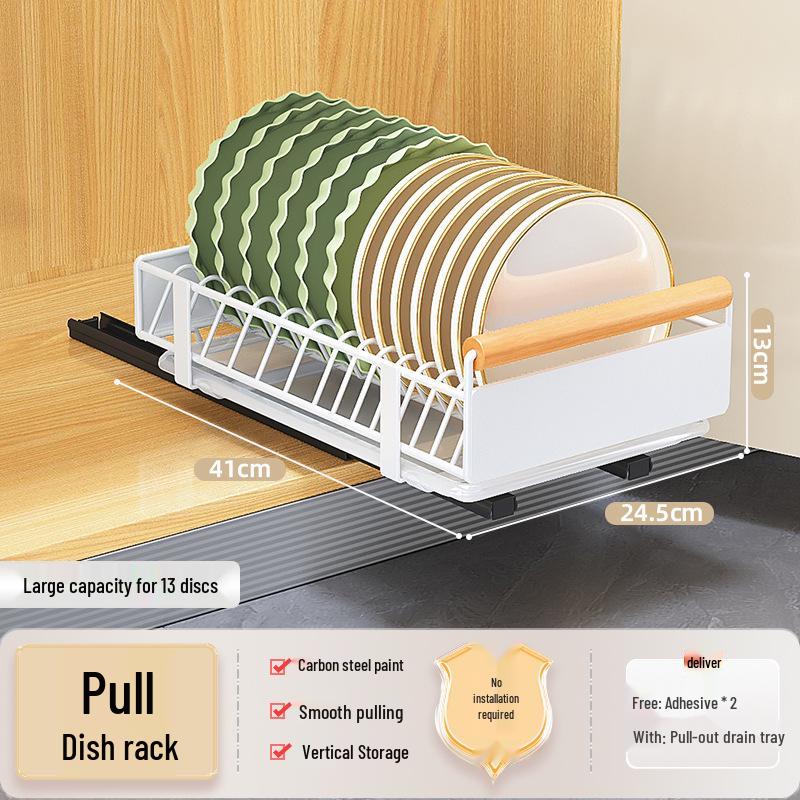 Pull-Out Under-Cabinet Dish Drying Rack and Kitchen Storage Solution