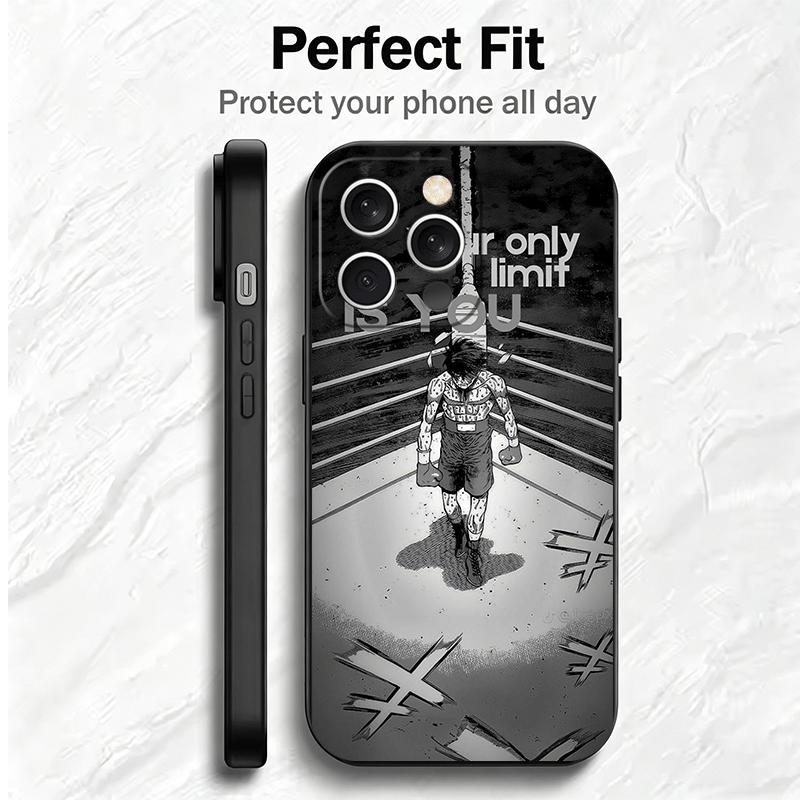 Coque de téléphone souple Anime Hajime No Ippo pour iPhone 16 16E 17 Air 15 Pro Max 14 Plus 13 Mini 11 12 7 Coque Arrière Noire