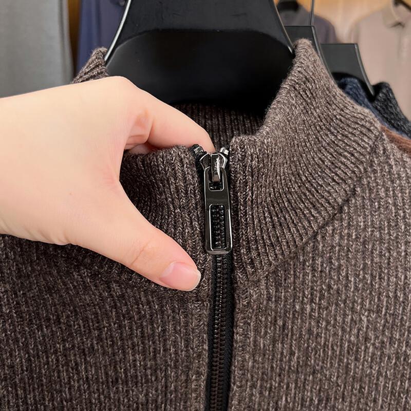 JOW Men's Heavyweight 100% Pure Wool Half-Zip Colorblock Sweater