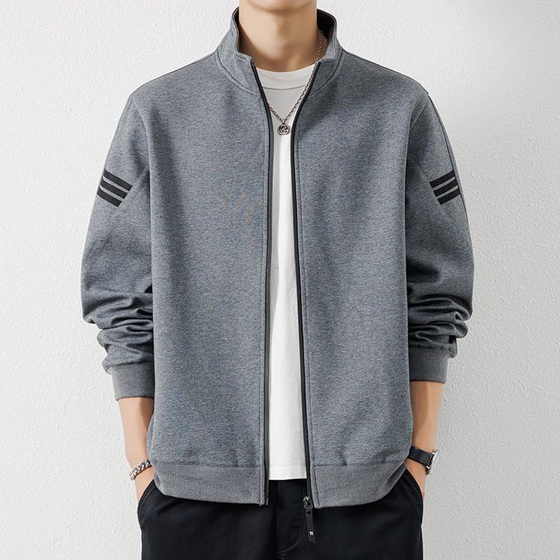 Mens Jacket Casual Windbreaker Youth Sports Cardigan Stand Collar Slim Fit Lightweight Outerwear