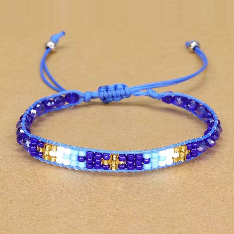 Handmade Woven Bracelets Boho Multicolored faceted Glass Beads Woven Bracelet Women Men Boho Handmade Chic Jewelry