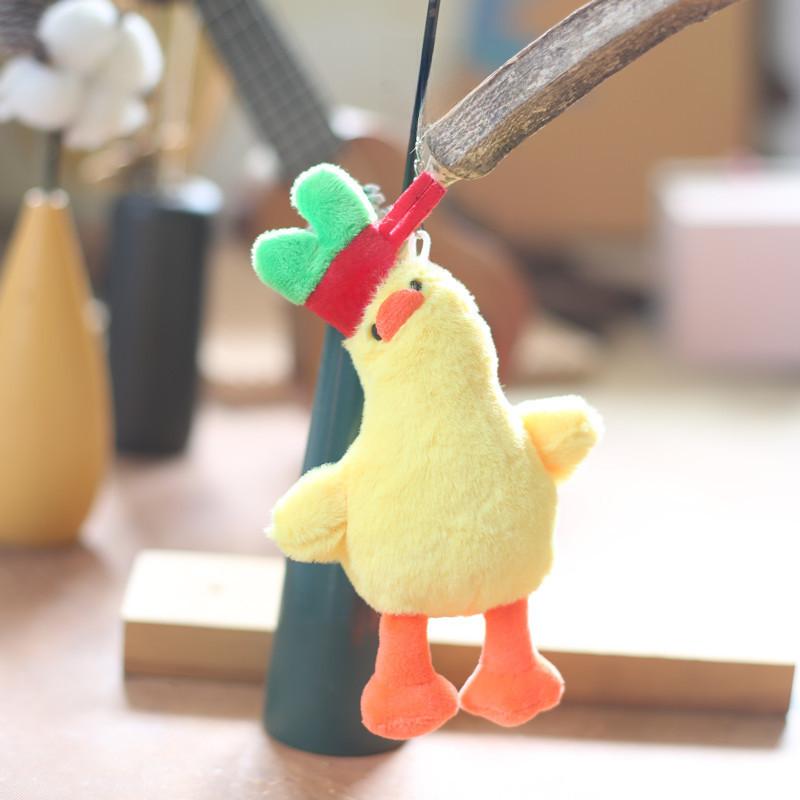 Charming Yellow Plush Duck Keychain Soft Pp Cotton Stuffed Animal Bag Accessory