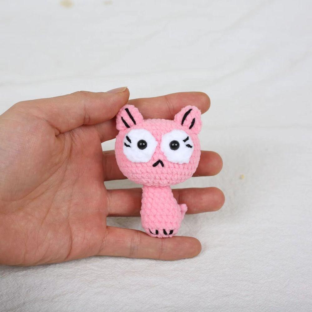Cartoon Black Kitten Keyrings Handmaking Knitted Key Ring Cat Crochet Keyrings Friends Gift