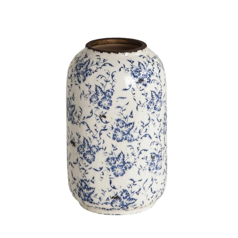 

Потертые сине-белые фарфоровые вазы Рустикальный элемент декора дома с широким горлышком для высоких цветочных композиций 1