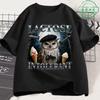 T-shirt Chat Drôle Intolérant au Lactose Unisexe Femme Mode Rétro Manches Courtes Coton Décontracté Confortable Oversize