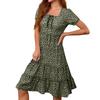 Damen Sommerkleid mit quadratischem Ausschnitt, gestuftem Schnitt, lässig, geblümt, kurzärmelig, A-Linie, Swing, fließendes Kleid, Strand, Boho-Sommerkleid