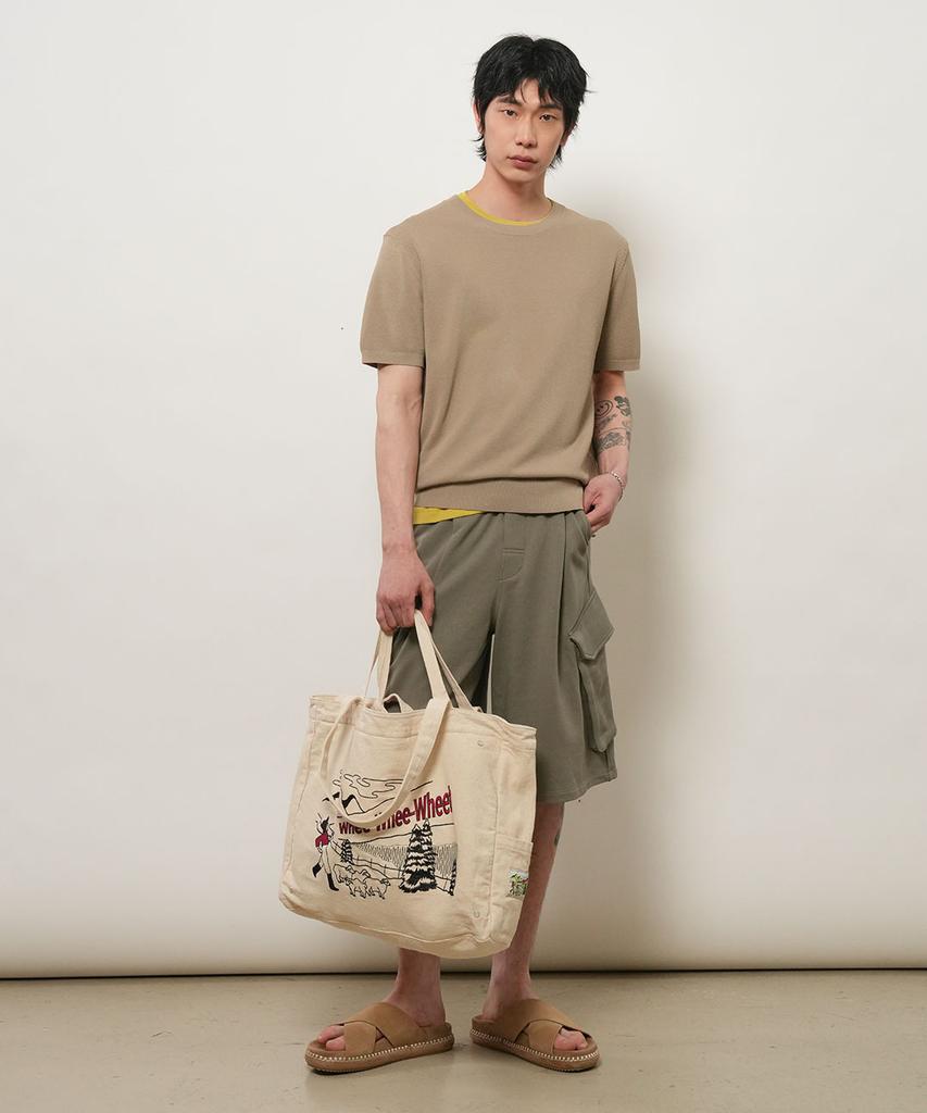 GENERALIDEA Man Temperature Cut Cool Classic Crew Neck Half Knit [Taupe] / Gf2Mkp022