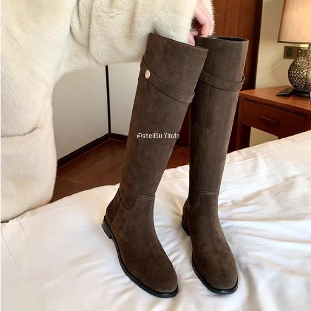 

Благородные французские монеты Высокие ботинки на массивном каблуке выше колена, облегающие, рыцарские ботинки для женщин - Осень/Зима 35