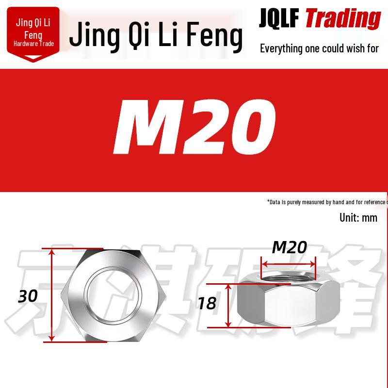 201 Stainless Steel Hex Nut: M3–M56 Fine Thread Thickened Nut