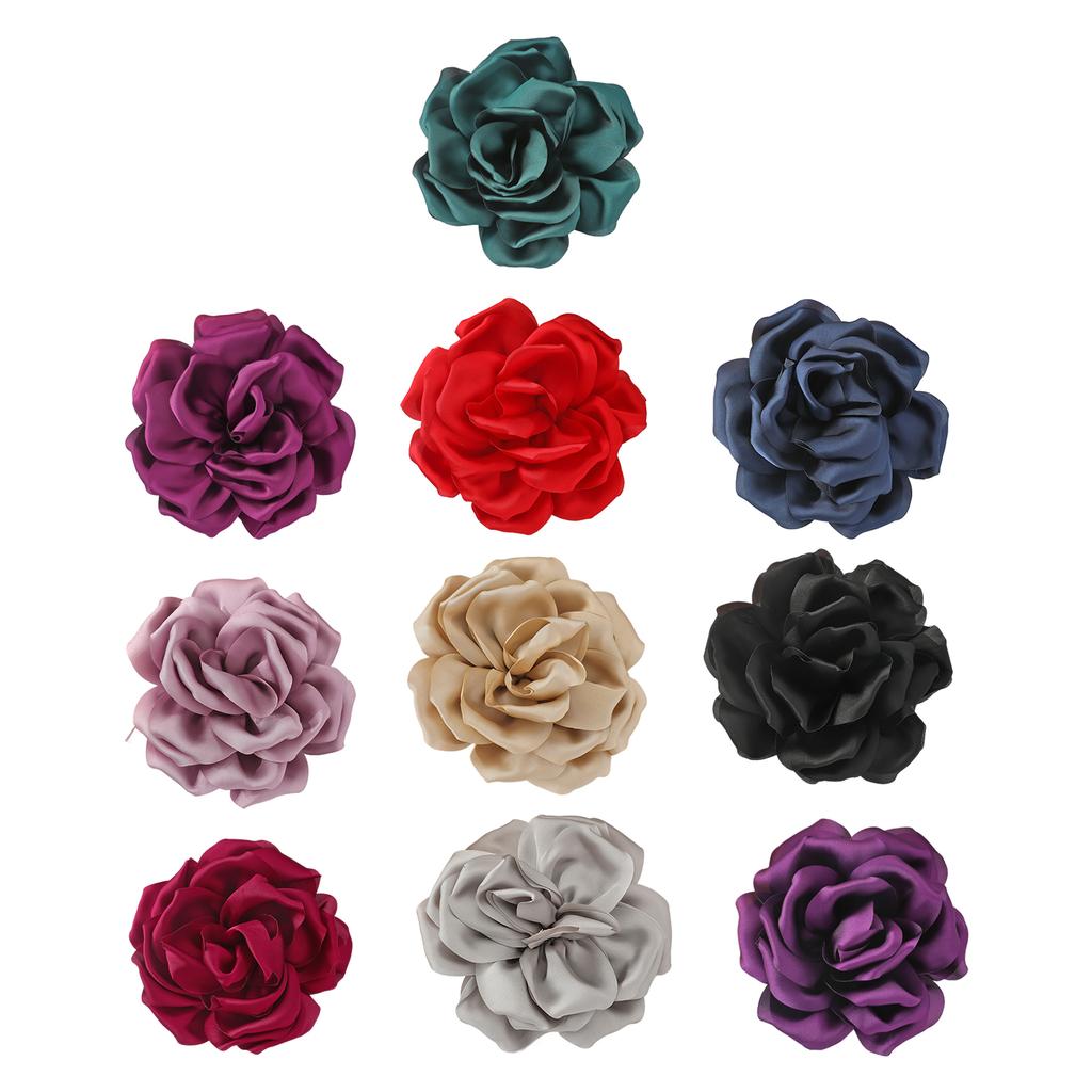 Elegant Fabric Rose Lapel Pin Handmade Flower Brooch Stylish Corsage Badge Fashion Accessory for Parties and Dinners