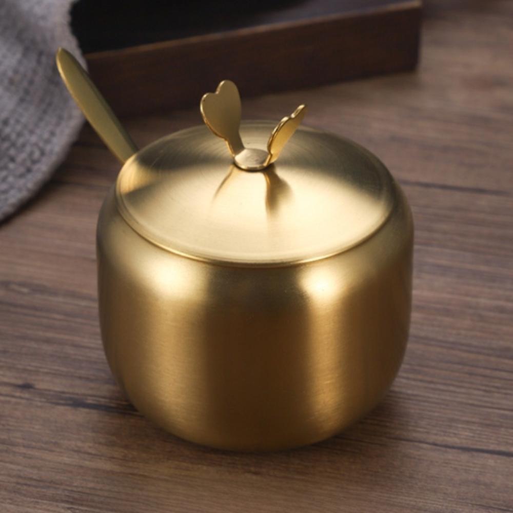 

Контейнер для приправ большой вместимости Кухонная емкость для сахара из нержавеющей стали Банка для специй Кухня B-Gold