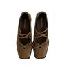2025 Retro Niche Design Flat-bottomed Square Head Single Shoes Ballet Shoes Autumn New French Brown Mary Jane Shoes