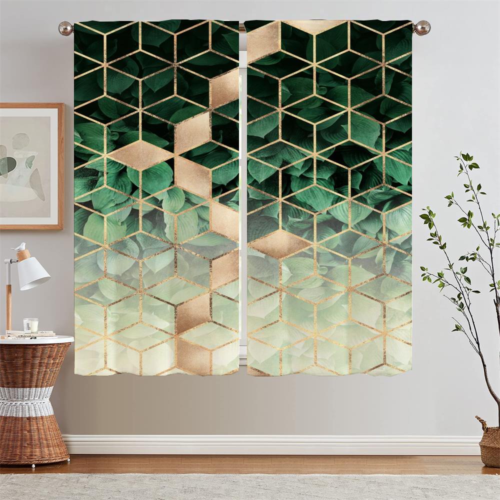 Geometric Prismatic Lattice Living Room Curtain Tiebacks Blackout Curtains for Camera Ready Curtains Cheap Bedroom Decoration