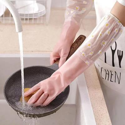 1 Pair Of  Dishwashing Gloves Thick And Durable Washing Clothes Gloves Waterproof Non-slip Housework Gloves