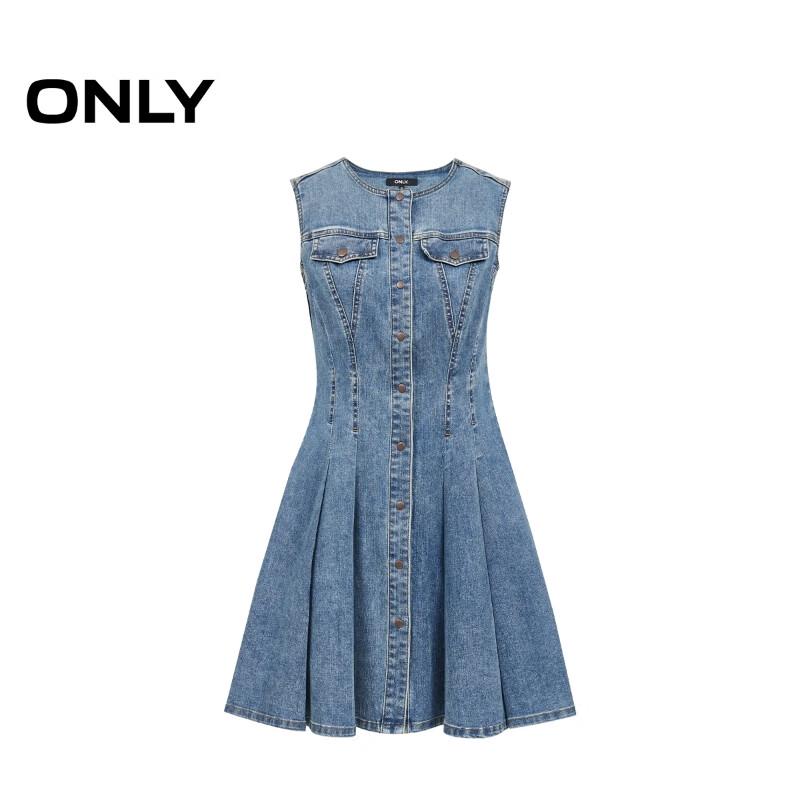 ONLY Women's A-Line Lycra Blend Denim Mini Dress