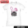 Damen Oster Katze T-Shirt Lustiges Kätzchen in Hasenohren Niedliches Liebhaber Frühling T-Shirt Damen Baumwolle T-Shirt Lockere Oberteile Y2K Vintage Trendig Punk