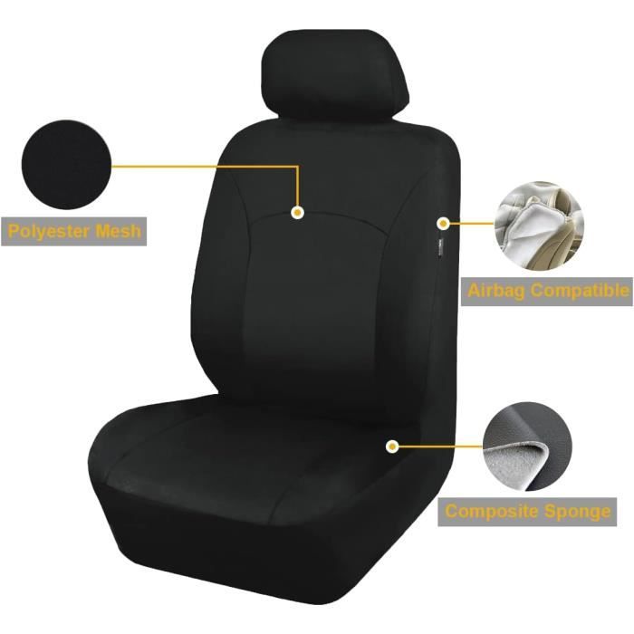 Housse de siège auto - Flying Banner - Universelle - Noir - Compatible airbag - Maille respirante