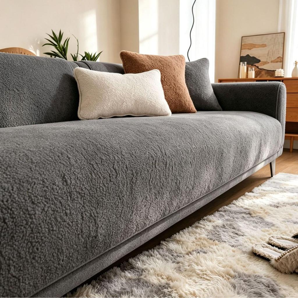 Nordic Simple Style Plush Teddy Velvet Non-slip Sofa Cushion