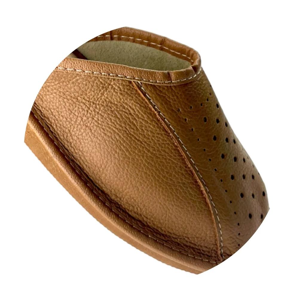 Men's leather slippers, durable Men's home slippers made of natural leather - GOLD LINE 40