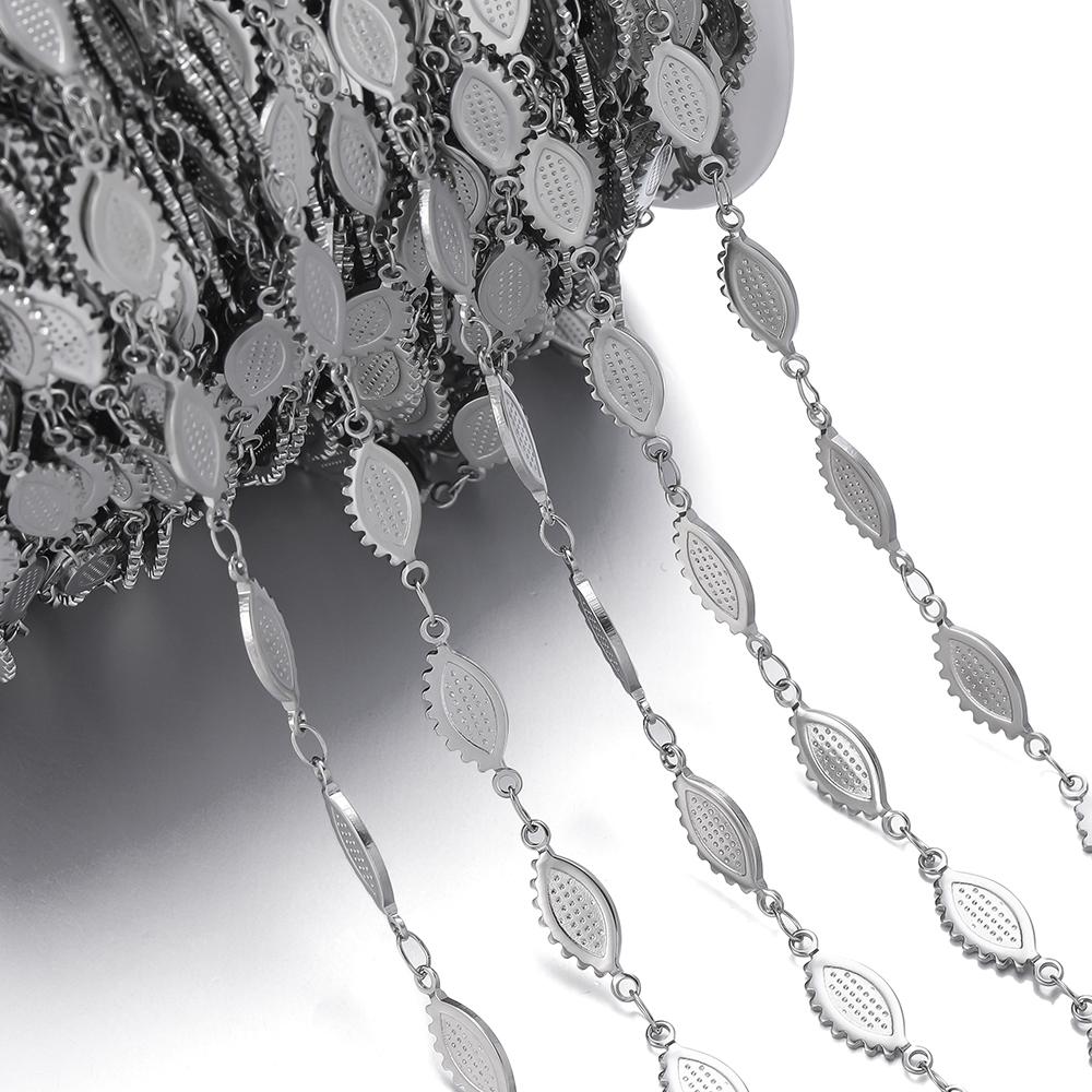 1Meter Stainless Steel Embossing Love Heart Leaf Oval Star Moon Link Chains Necklace Bracelet Jewelry Making DIY Chain Supplies