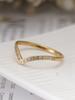 1 Piece Stainless Steel 18K Gold European and American Light Luxury V-shaped Ring Inlaid with Rhinestone Finger Ring