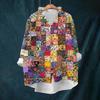 Women's Loose Ruffled Retro Floral Print Stand Collar Long Sleeve Cotton And Linen Top